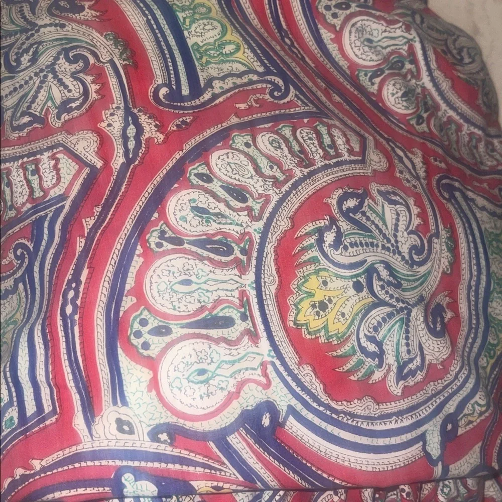 Ralph Lauren medallion Preppy Paisley Red FITTED Sheet KING- EXCELLENT